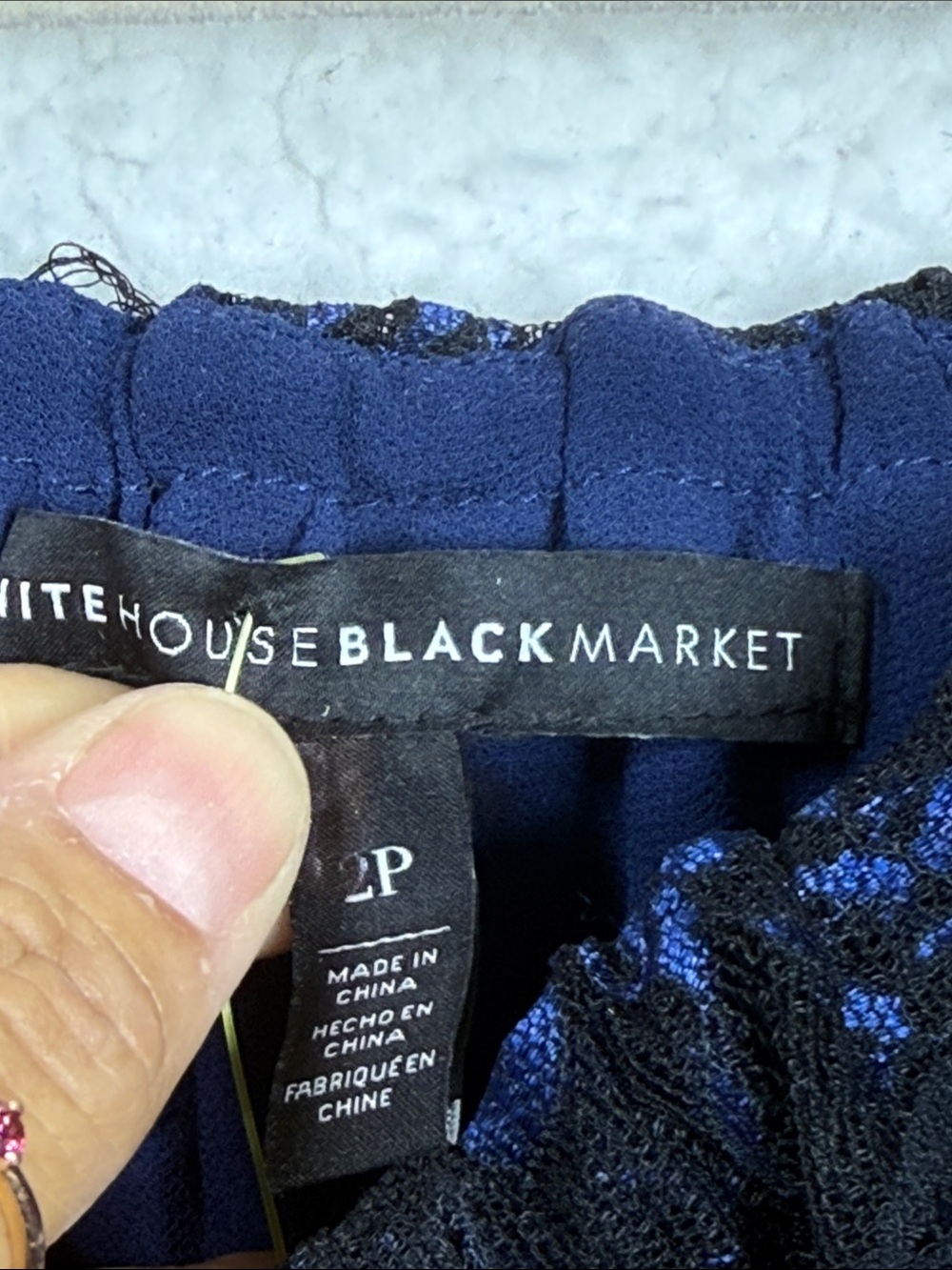 (J1)White House Black Market Off-the-Shoulder Lace and Blue Top 12P,Gothic Style - Picture 11 of 14